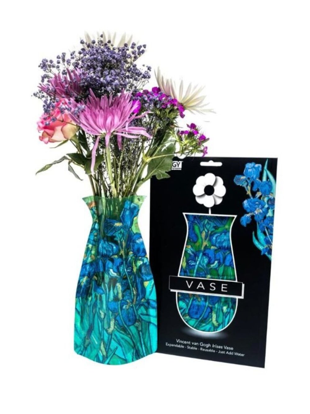 Blue Iris Flower Vase Luminary Lantern Set Of 4 Flameless Floating LED Candles - Picture 11 of 16
